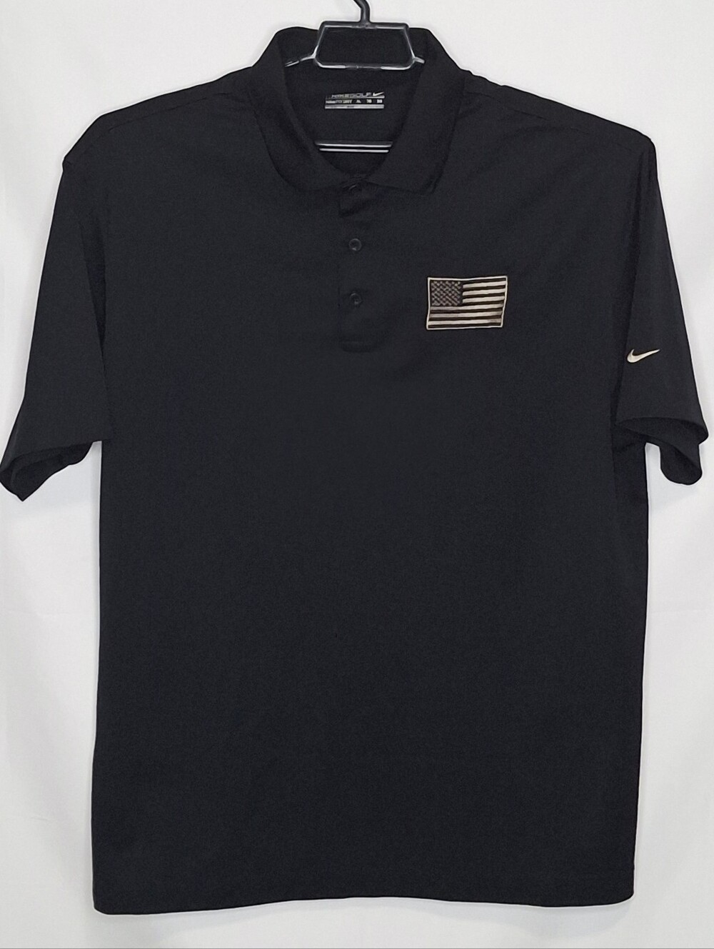 Nike Men's Black Dri-FIT Polo with Flag Patch Size XL - Picture 1 of 13